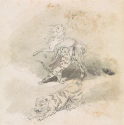 Un tigre attaquant un cheval