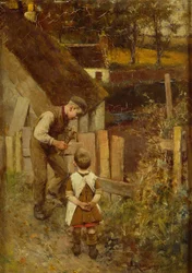 Réparer la clôture (huile sur toile)