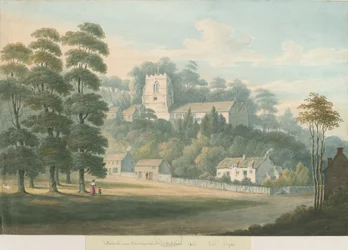 Église et village de Tettenhall: aquarelle, 1826
