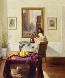 Une femme dans un intérieur