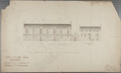 Dessin architectural de la bibliothèque universitaire, 1827