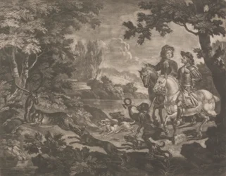 Chasseurs poursuivant un cerf
