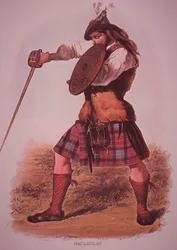 Guerrier du clan MacLachlan, gravé par L. Dickinson