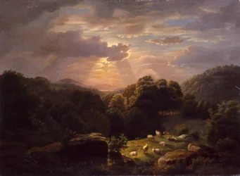 Paysage avec moutons