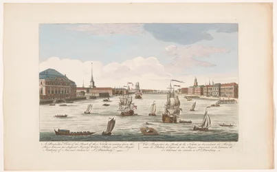 Vue de la rivière Neva à Saint-Pétersbourg, vue en descendant le fleuve