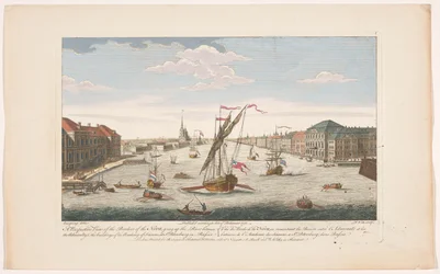 Vue de la rivière Neva à Saint-Pétersbourg, remontant le courant