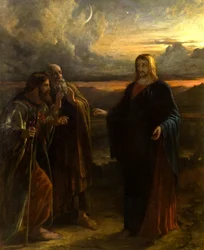 Christ et les deux disciples en route pour Emmaüs