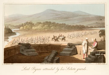 Lord Byron assisté de ses gardes Suliotes, pub. 1825