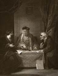 Henri VII avec Empson et Dudley, gravé par Worthington, illustration de 