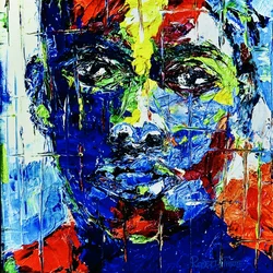 Visage abstrait coloré