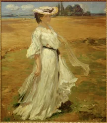 Femme dans le paysage du lac de Constance