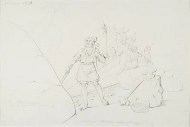 Ilmarinen forge le Sampo; Dessin original pour la série de dessins « Kalewala, Finsk National-dikt, framställd i teckningar R.W. Ekman »