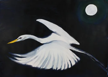 Aigrette blanche au clair de lune