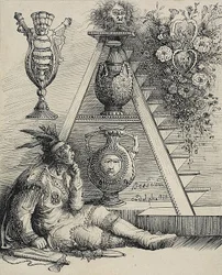 A North American Indian (Study for historiated A in "Les chefs-d