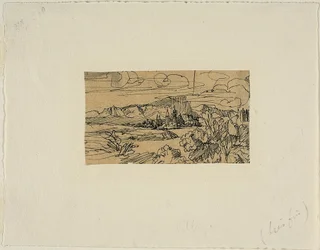 Cathédrale et village sur un lac