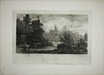 Ville avec pont en pierre