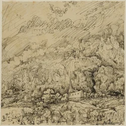 Paysage avec une vieille église