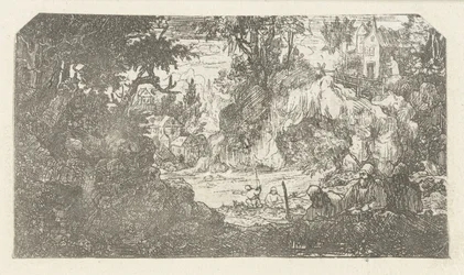 Paysage avec voyageurs au repos
