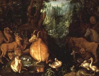 Animaux et oiseaux dans un paysage forestier