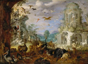 Paysage avec animaux (huile sur bois de chêne)