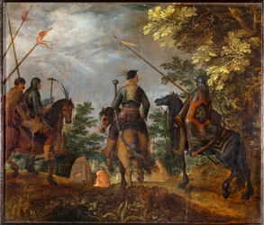 Marche de cavaliers polonais dans un bois …