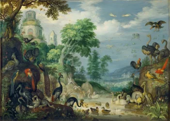 Paysage avec des oiseaux