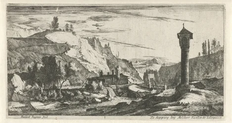 Paysage montagneux avec colonne