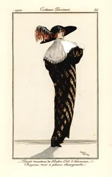 Femme en long manteau de loutre à col d