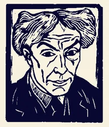 Autoportrait de Roger Fry (1866 - 1934), xylographie de 1921.
