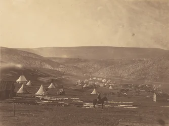 Camp de cavalerie, Balaklava, vue vers le plateau de Sébastopol