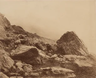 Rocken End dans la tempête, île de Wight, c. 1853 (photo)