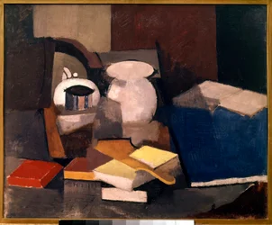 Nature morte avec livres et cartes. Peinture par Roger de La Fresnaye (1885-1925) 1913. Paris, Musée national d