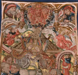 Tapisserie flamande. Triptyque de la Nativité du Christ