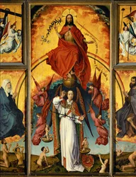 Autel du Jugement dernier : Christ-juge, archange Michel pesant les âmes, anges sonnant de la trompette et portant les instruments de la Passion ; Sainte Marie et Saint Jean-Baptiste (ood)