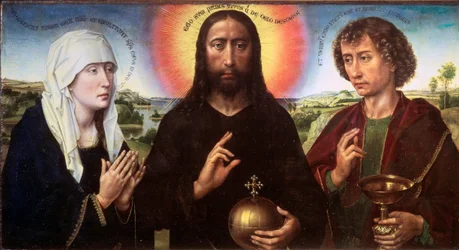Christ rédempteur entre la Vierge et Saint Jean l