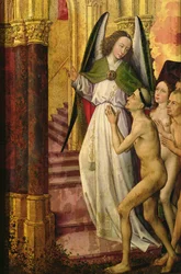 Les Bons conduits au Ciel, détail du Jugement Dernier, vers 1451 (détail)