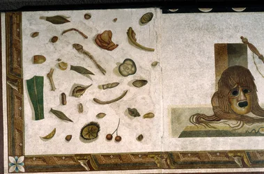 Asarotos (Sol non balayé) Fragments de mosaïque signés par Harakliton de Rome, IIe siècle après J.-C., Rome