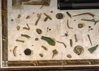 "Asarotos" (Sol non balayé) Fragments de mosaïque signés par Harakliton de Rome, 2ème siècle après J.-C., Rome