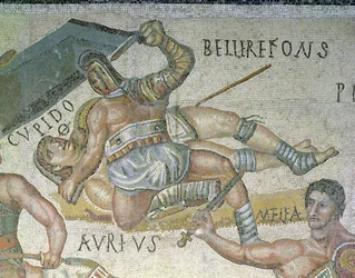 Combat entre gladiateurs, (détail)