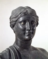 Buste de Sappho, statue en bronze, de la Villa des Papyrus, Herculanum, Campanie, Italie, civilisation romaine