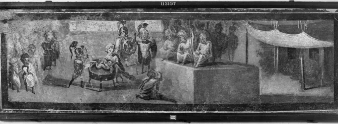 Caricature du jugement de Salomon, de Pompéi, Maison du Docteur