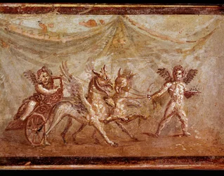 Cupidons jouant avec des hippogriffes (fresque)