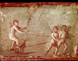 Cupidons jouant avec un char (fresque)