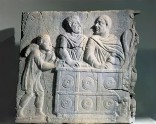 Fragment de sarcophage représentant un changeur, de Rome, Viale del Re