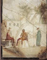 Fresque représentant Pan et les Nymphes de Pompéi, Italie
