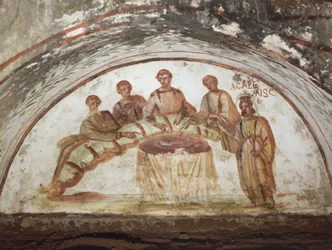 Fresque représentant une scène de banquet