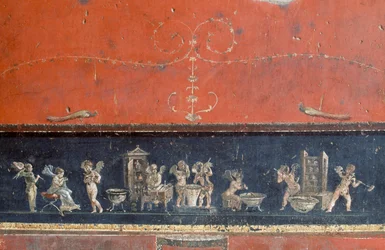 Frise représentant des cupidons, Maison des Vettii, Pompéi (Liste du patrimoine mondial de l