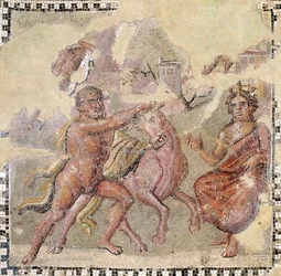 Héraclès avec le taureau crétois, Ostie (mosaïque)