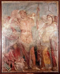 Hercule esclave de la reine Omphale (fresque, 54-79 après J.-C.)