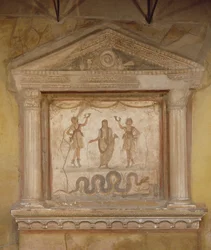 Sanctuaire domestique, de la Casa dei Vettii (fresque sur pierre)
